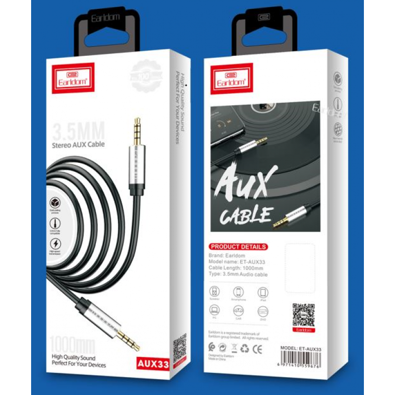 AUX кабель Earldom ET-AUX33 1m (черный)