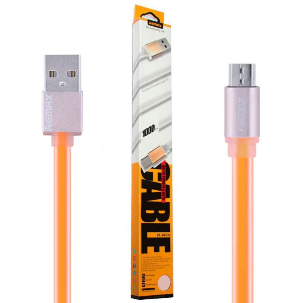 USB кабель REMAX MICRO плоский оранжевый