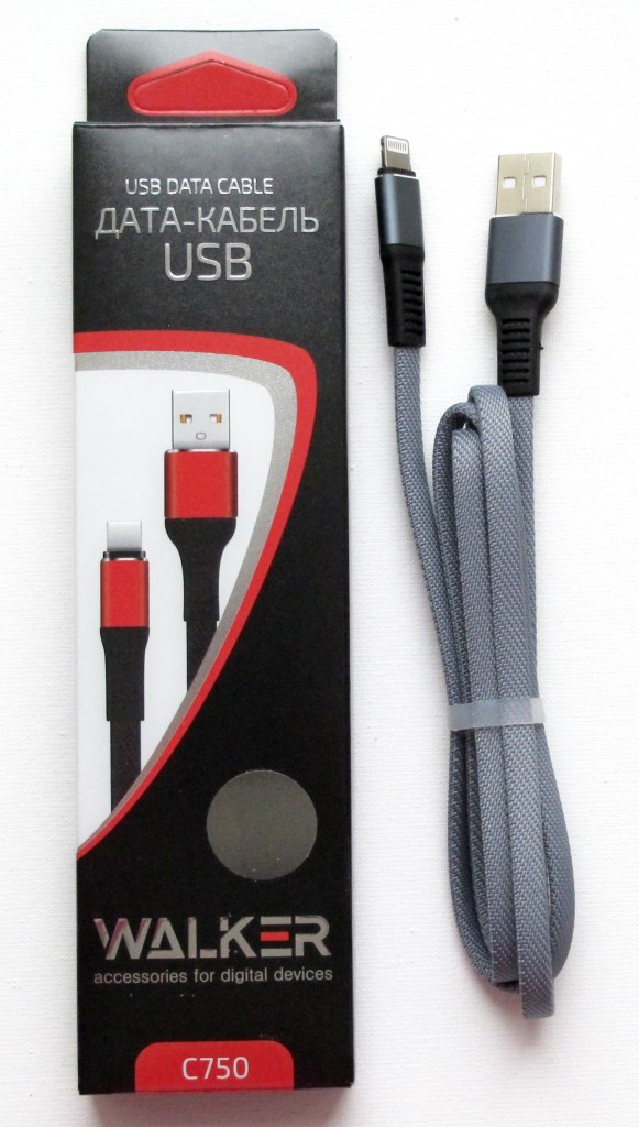 USB кабель Walker С750 Lightning белый,черный