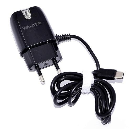 Адаптер сетевой WALKER WH-11 USB (1A) + кабель Type-C черный, белый