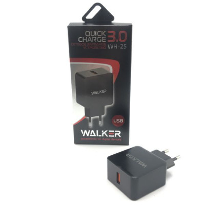 Адаптер сетевой WALKER WH-25 USB (2,4A) быстрый заряд QC 3.0