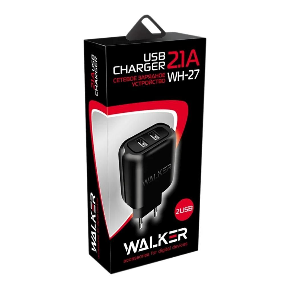 Адаптер сетевой WALKER WH-27 USB (2.1A) черный, белый