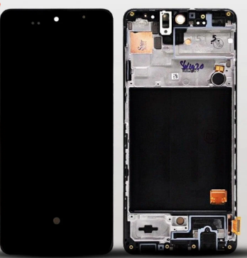 Дисплей для Samsung A515F Galaxy A51 (2019) в рамке + тачскрин (черный) Service Pak