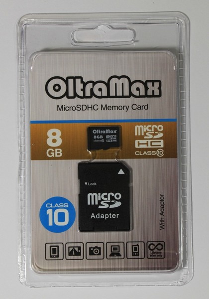 Карта памяти MicroSD 8GB OitraMax К10 (c адаптером)